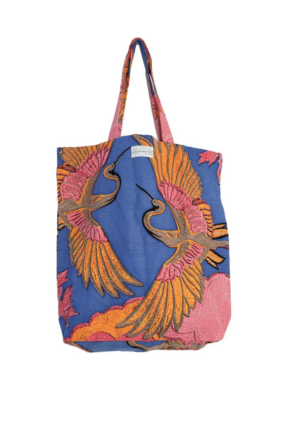 Cobalt Crane Canvas Bag