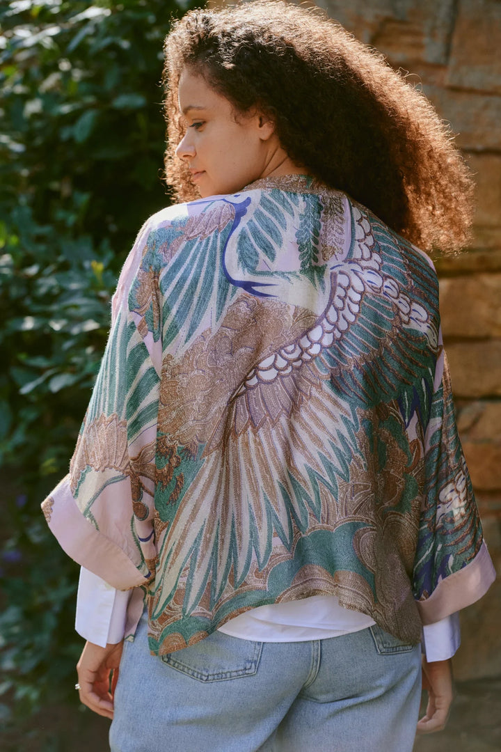 Crane Plaster Pink Kimono