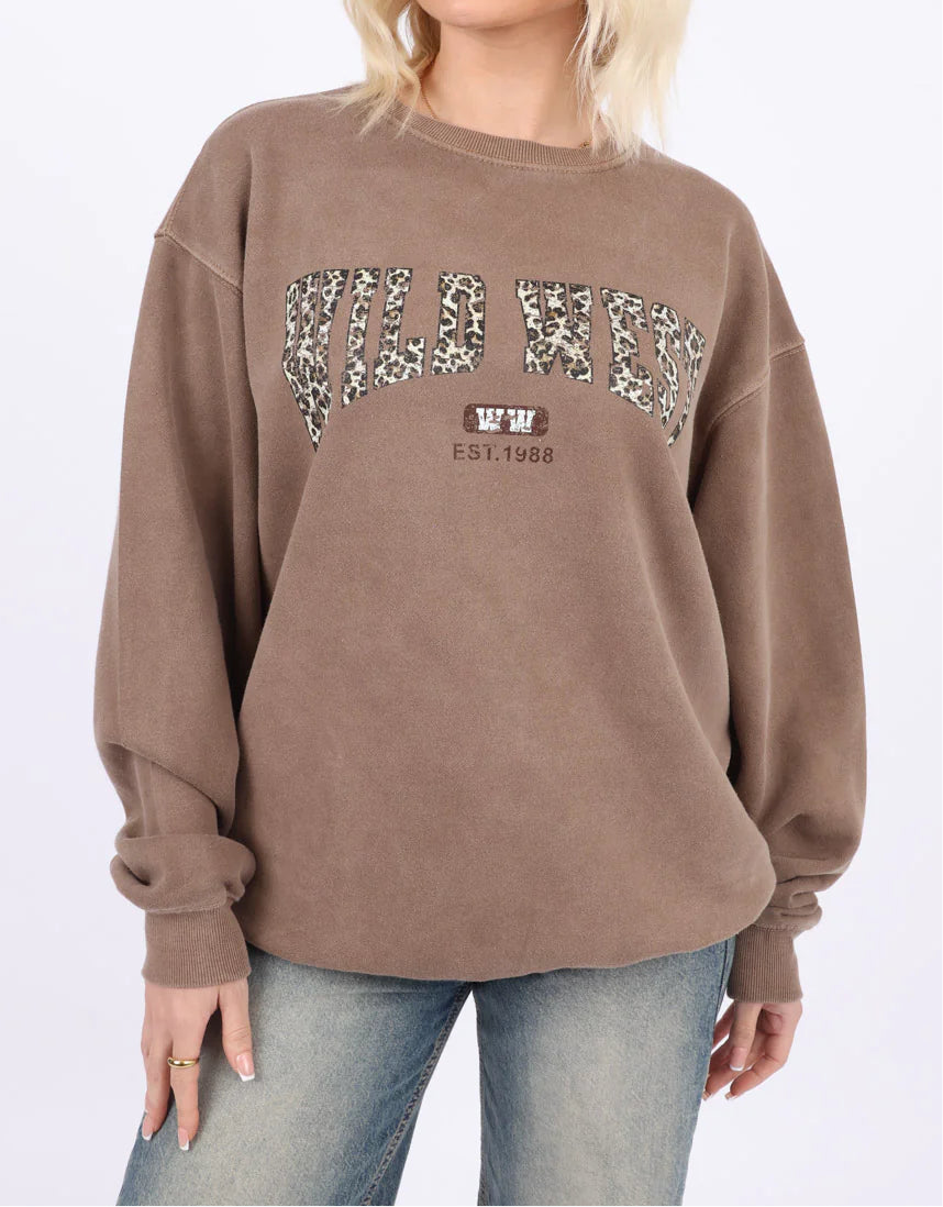 Washed Mocha WILD WEST Sweatshirt