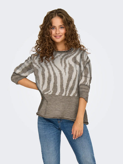 ONLY Taupe Zebra Jumper