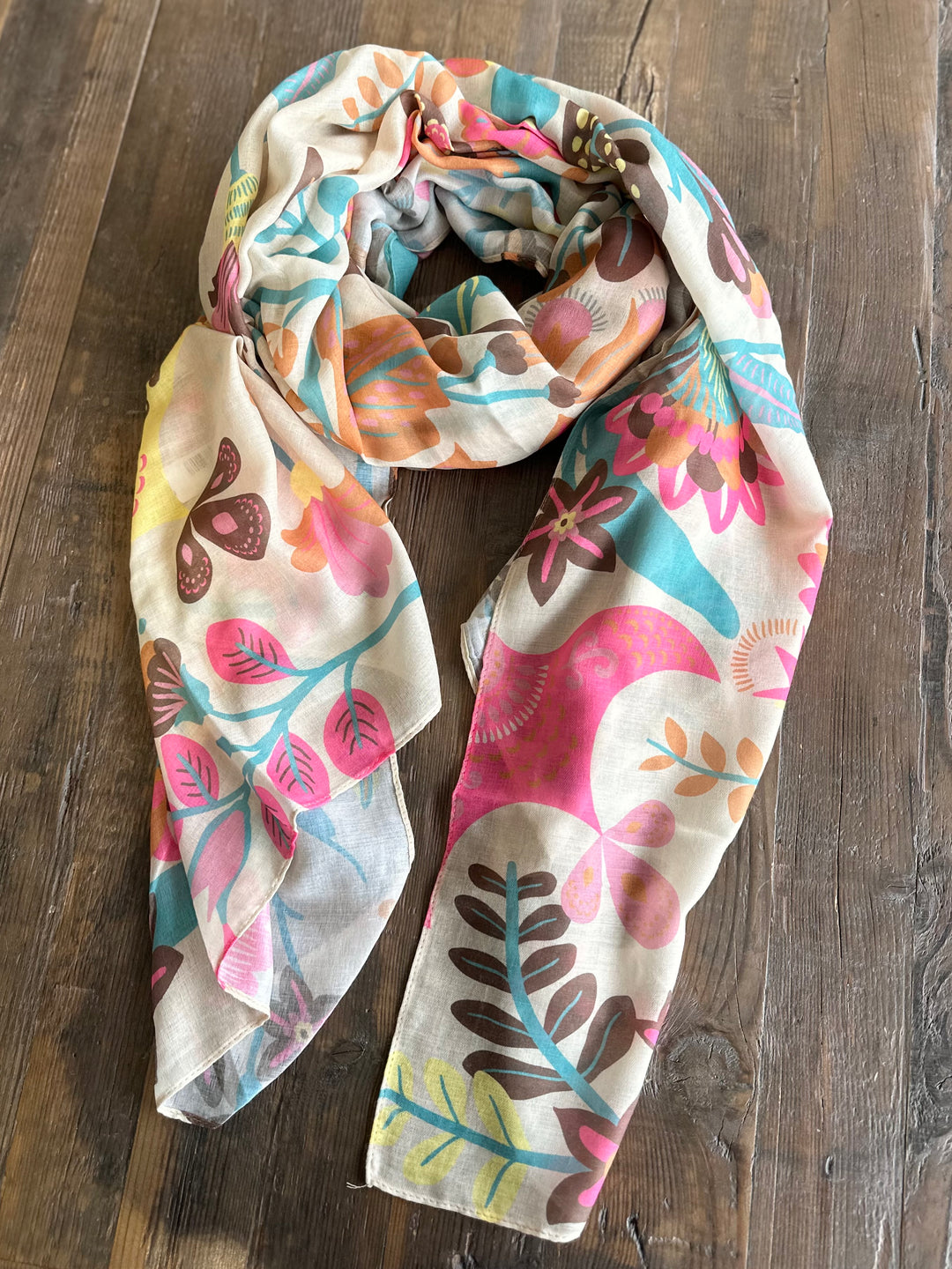 Zelly Spring Garden Cream Scarf