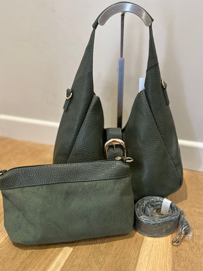 Khaki Slouch Buckle Bag