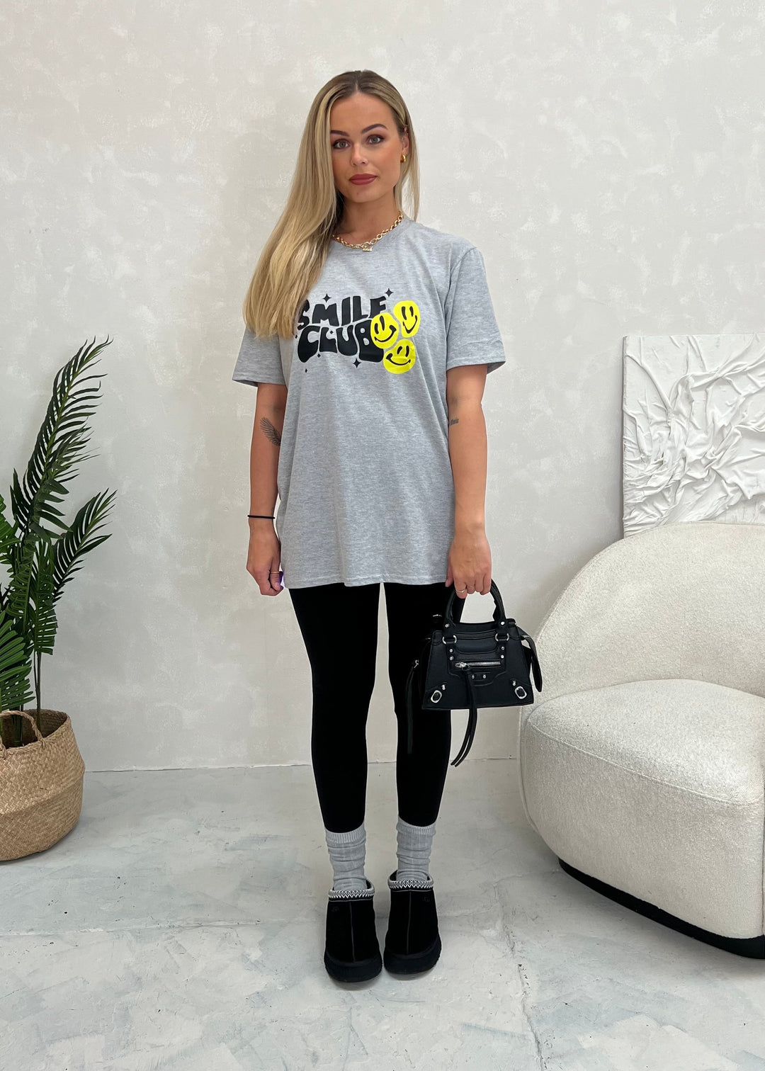 Grey Smile Club T Shirt