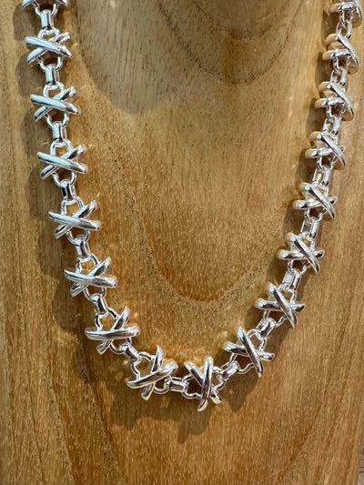 Silver Criss Cross Necklace