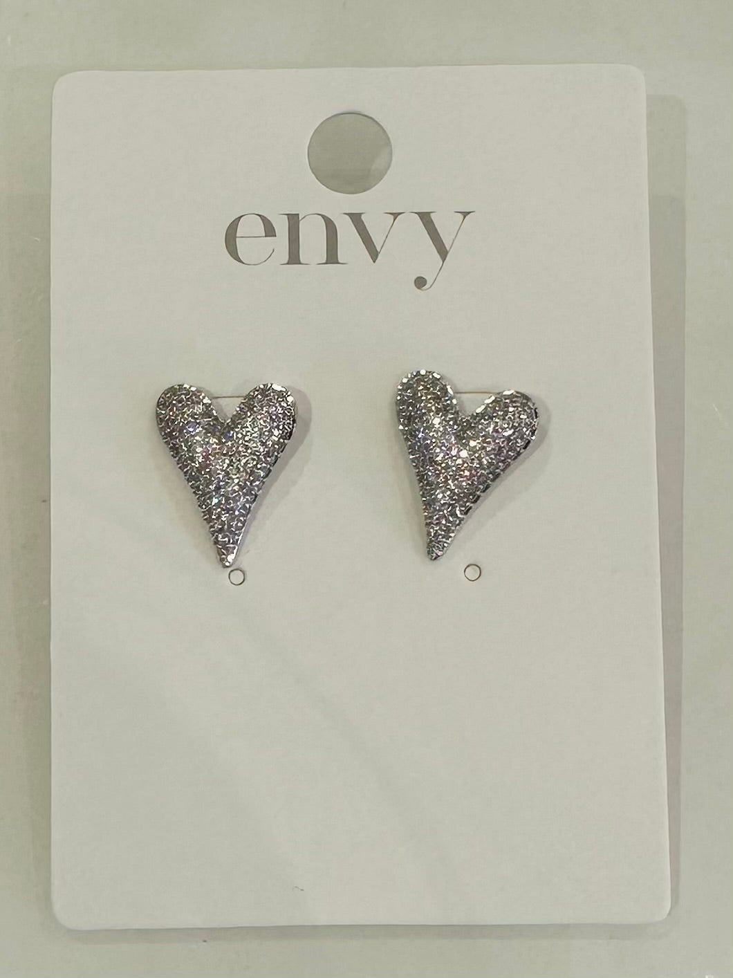 Silver Diamante Heart Earrings