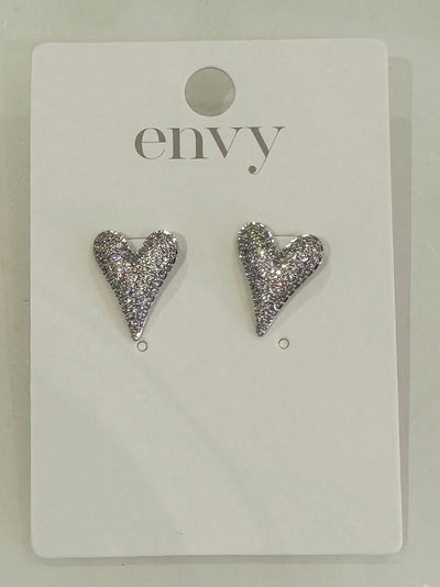Silver Diamante Heart Earrings