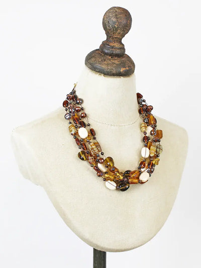 Brown Mixed Glass Bead Necklace