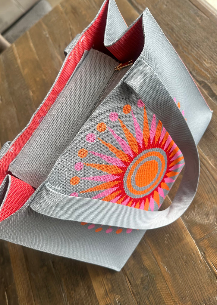 Zelly Medium Grey Sunburst Tote Bag