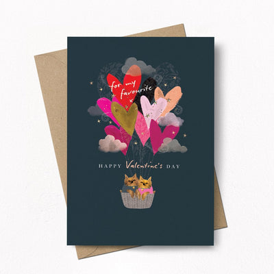 Hot Air Balloon Valentines Day Card