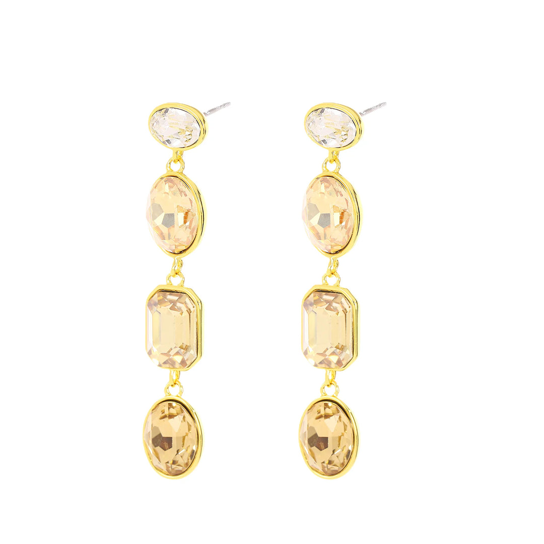 18k Gold Earrings with Champagne Crystals