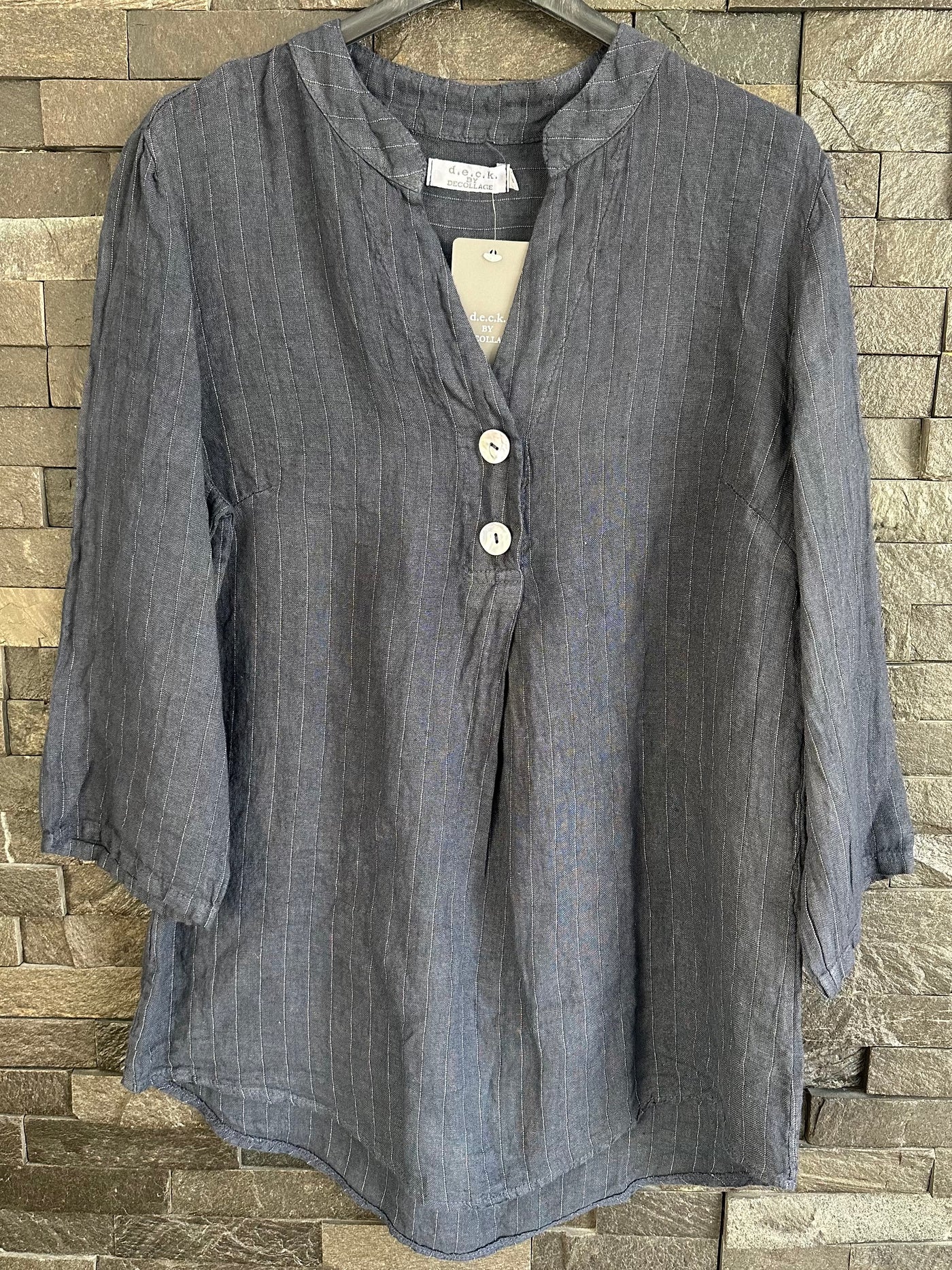 d.e.c.k Navy Pinstripe Blouse