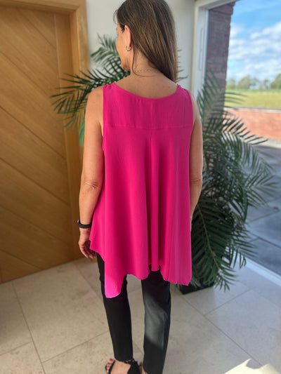 MJ Pink Floaty Crepe Sleeveless Top