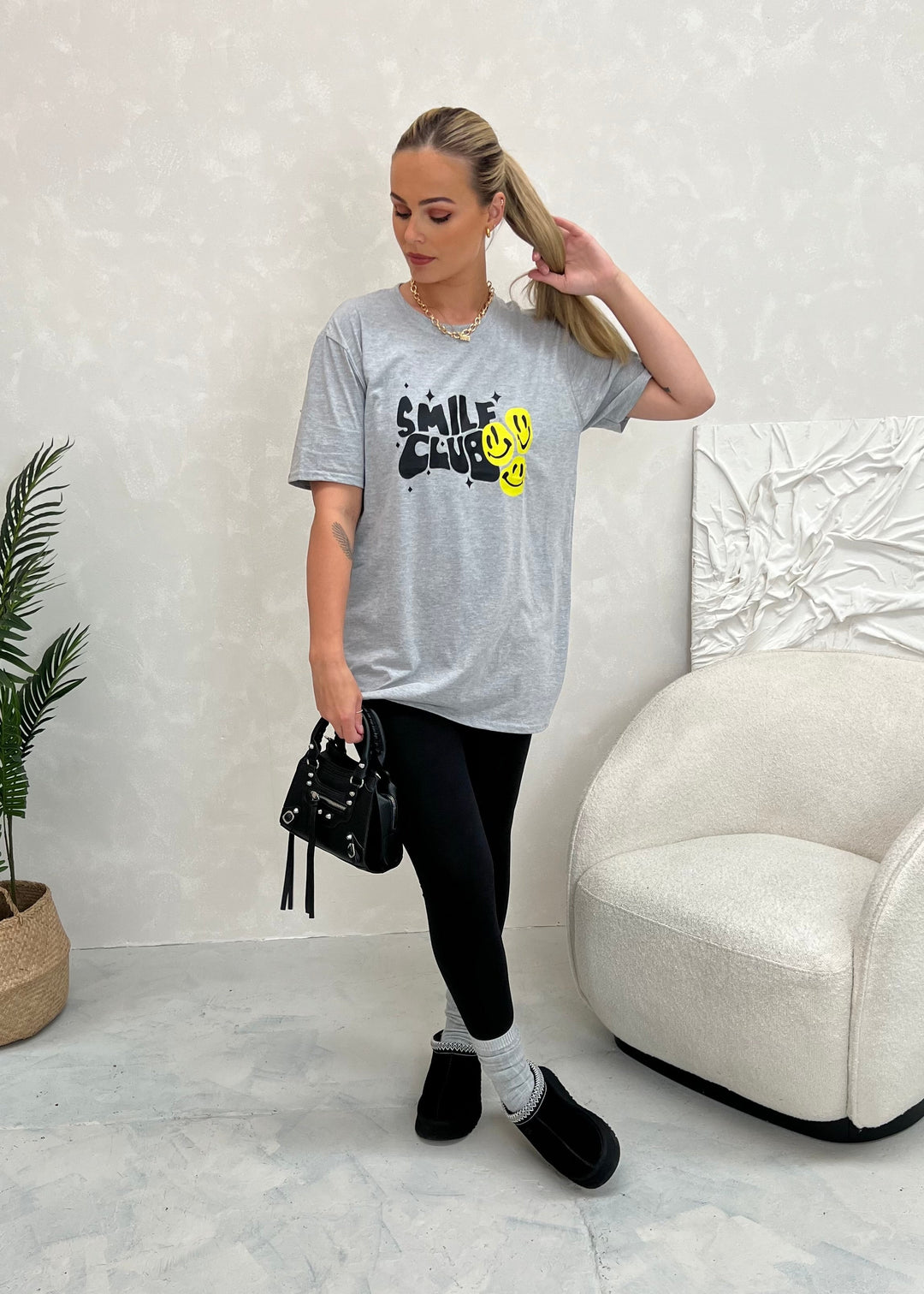 Grey Smile Club T Shirt