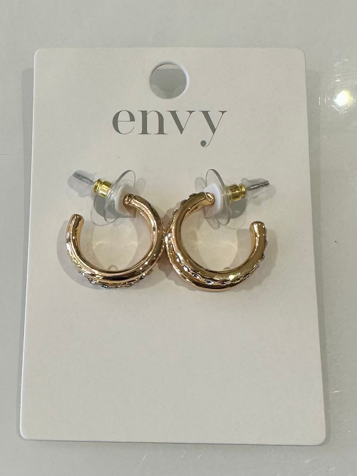 Gold Diamante Double Hoop Earrings