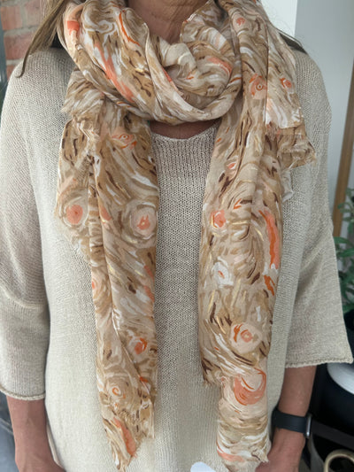 Sand & Orange Swirls Scarf