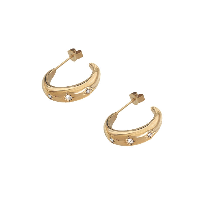 Gold Plated Diamante Inset Hoops