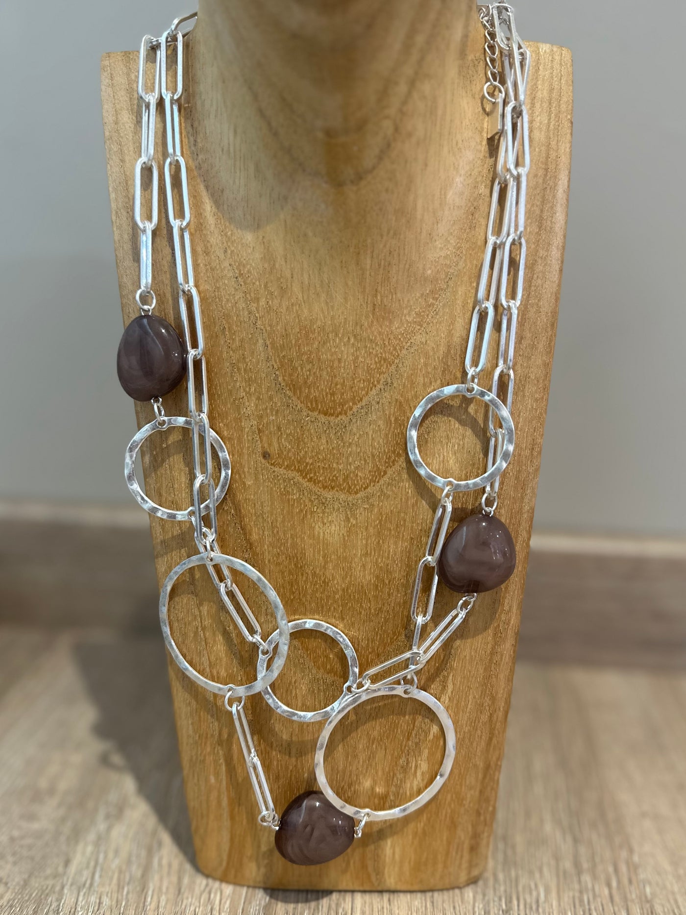 Silver & Grey Statement Mid Necklace