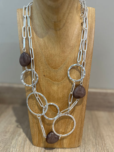 Silver & Grey Statement Mid Necklace