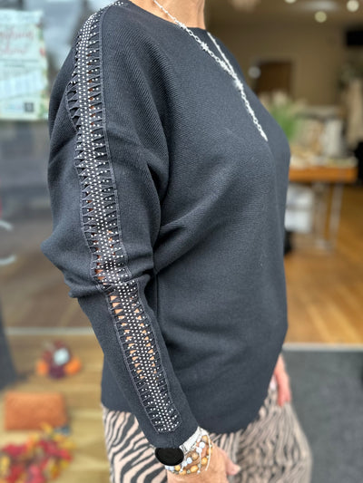 Black Cut Out Shoulder Jumper