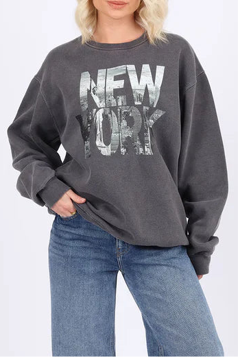 Washed Grey NEW YORK Sweatshirt