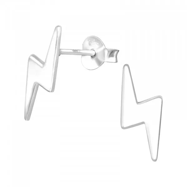 Sterling Silver Lightning Bolt Studs