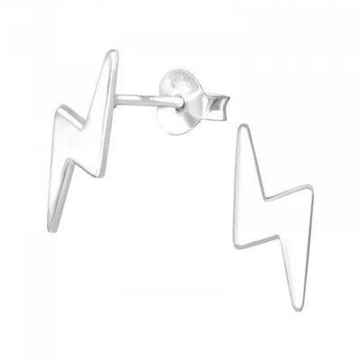 Sterling Silver Lightning Bolt Studs