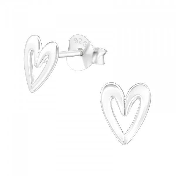 Sterling Silver Open Heart Studs