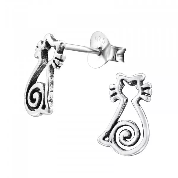 Sterling Silver Cat Studs