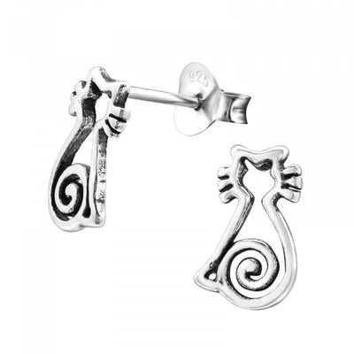 Sterling Silver Cat Studs