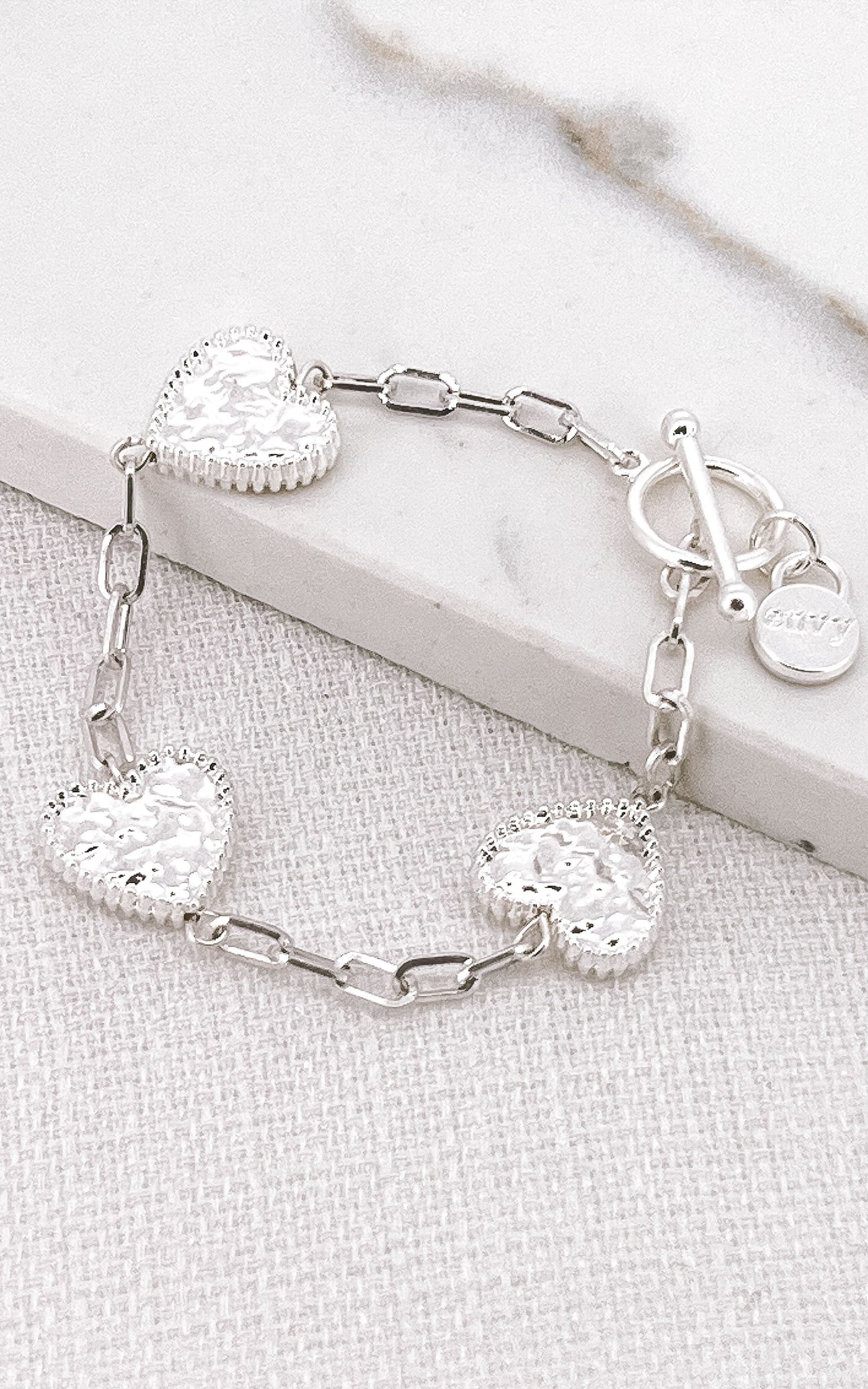 Silver Molten Heart Bracelet