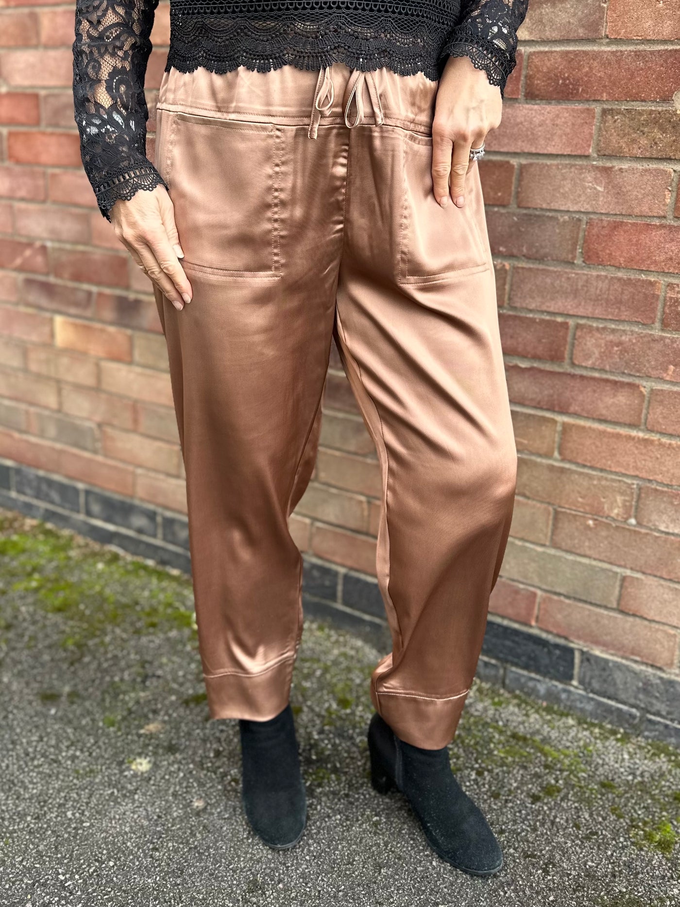 Caramel Satin Kiara Trousers