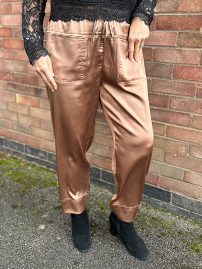 Caramel Satin Kiara Trousers