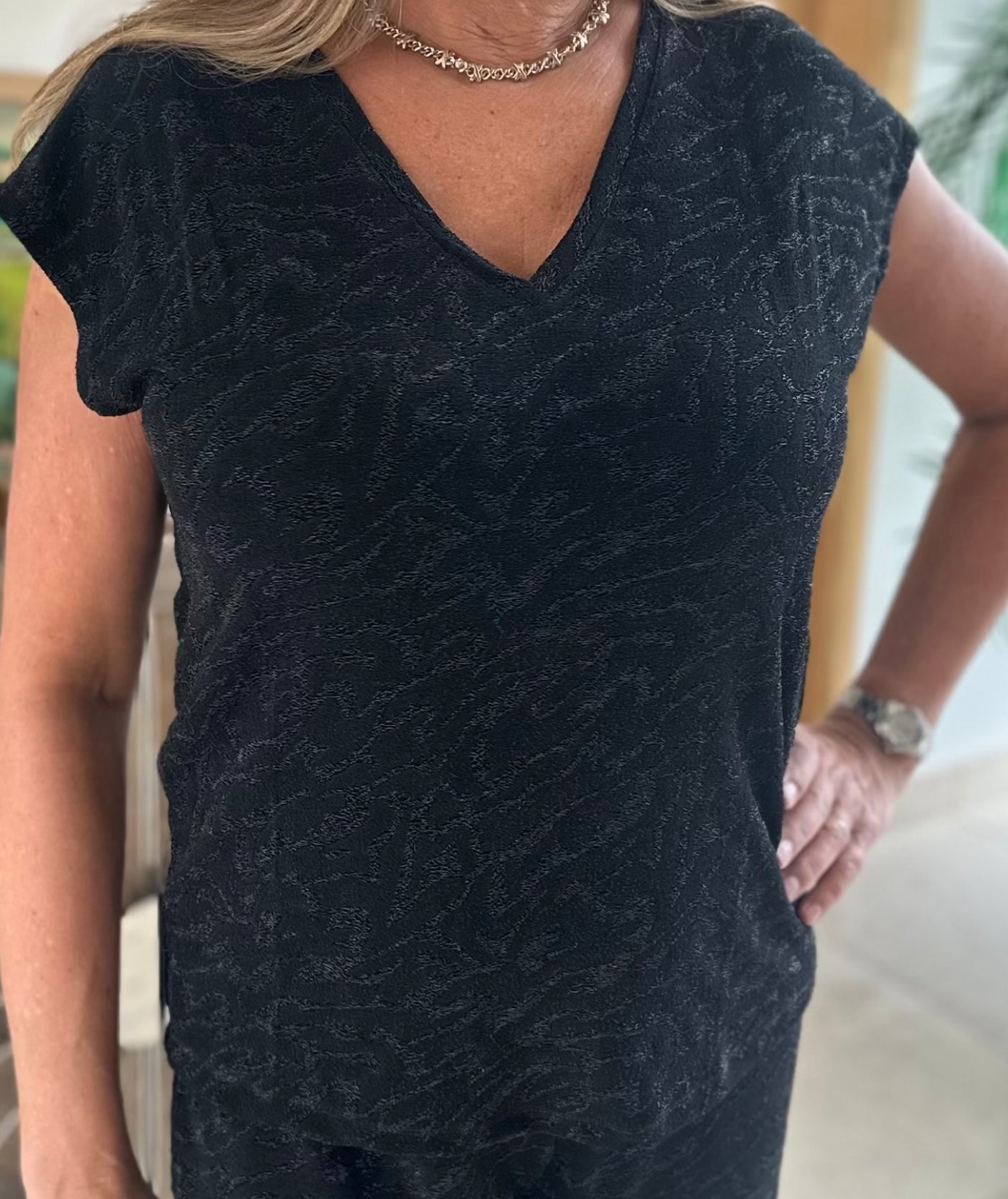 ONLY Black Zebra Glitter S/S Top