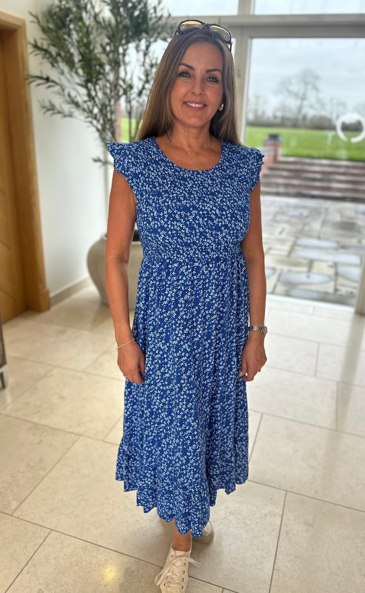 Royal Blue Ditsy Print Dress