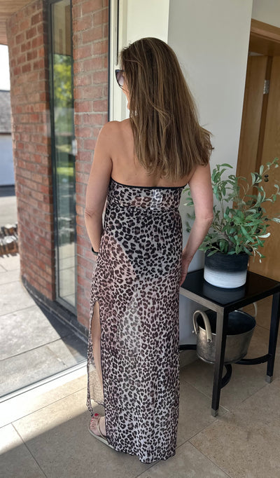 PIECES Leopard Mesh Maxi Dress