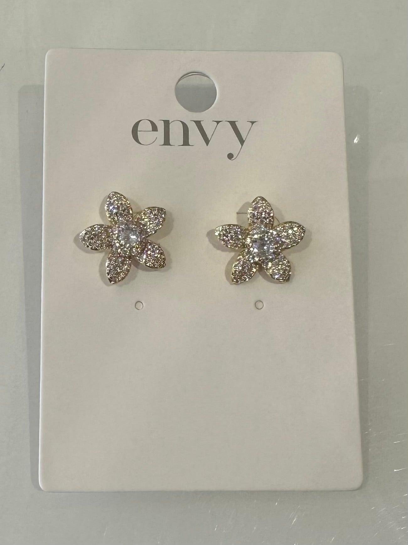 Gold Diamante Flower Earrings