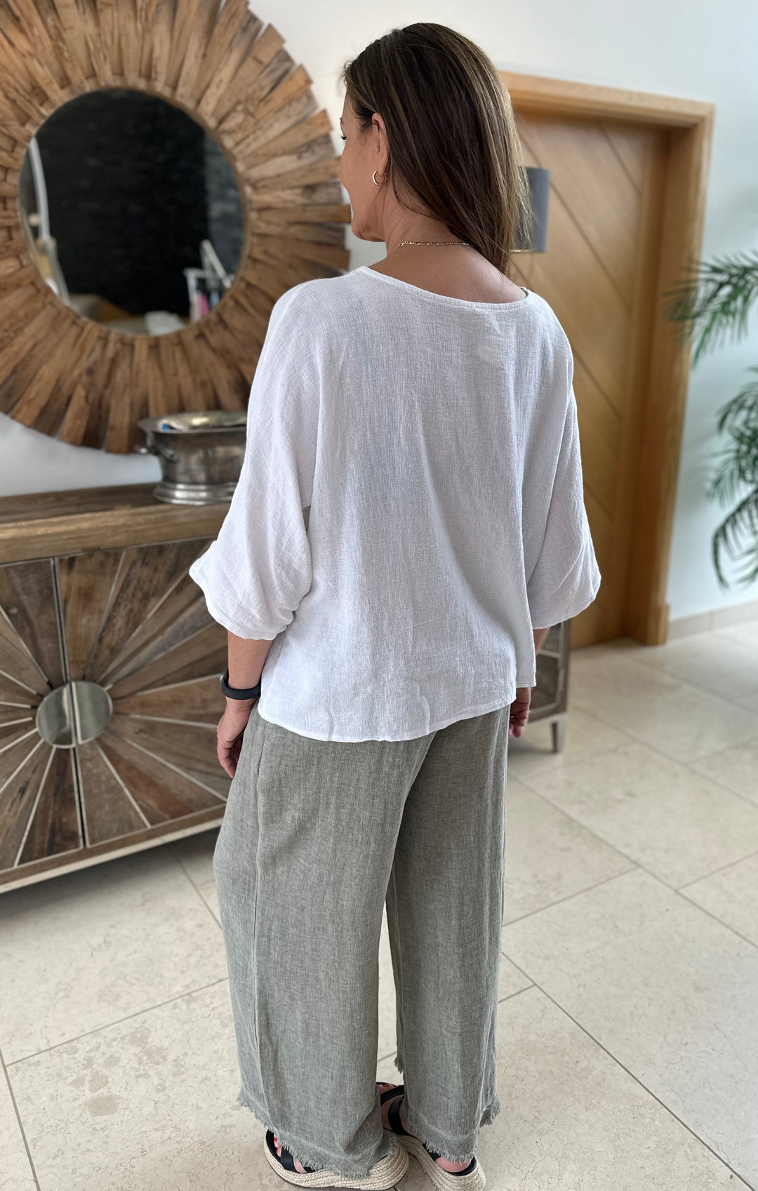 White Pocket Waffle Top