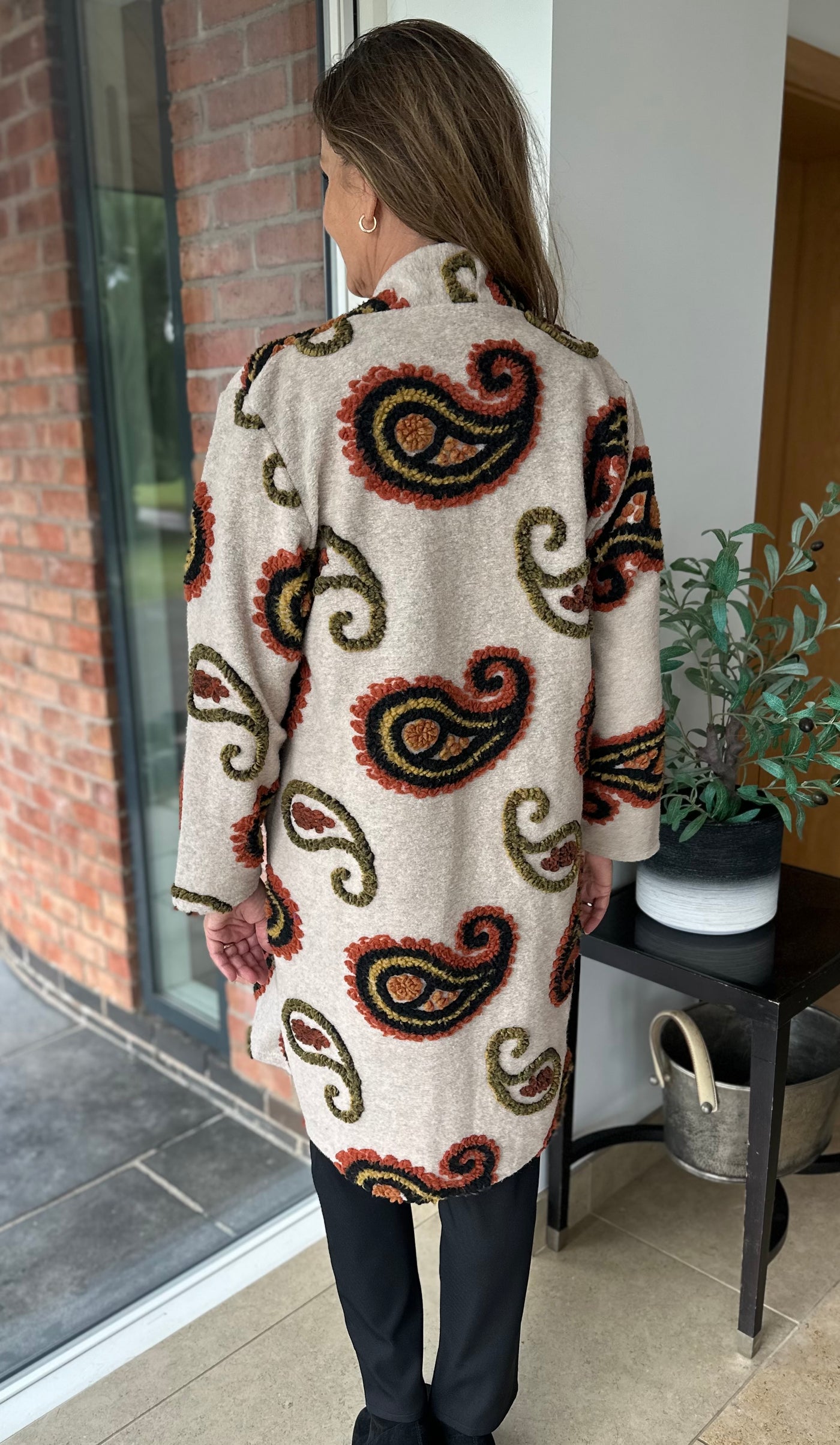 Oatmeal Paisley Coat