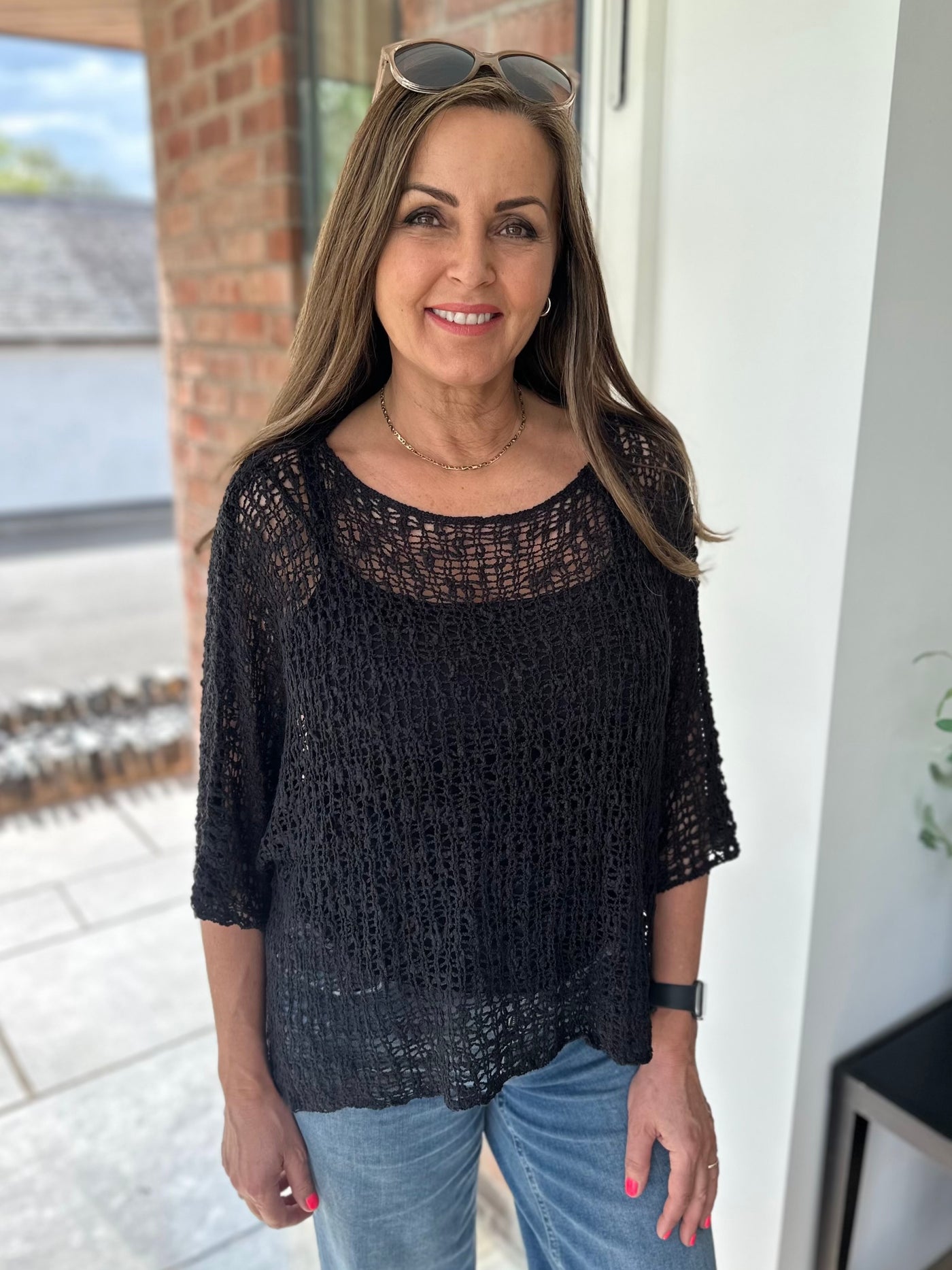 Black Popcorn Layering Top