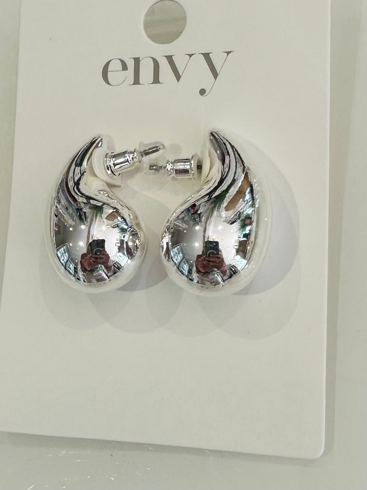 Silver Large Bubble Teardrop Earrings
