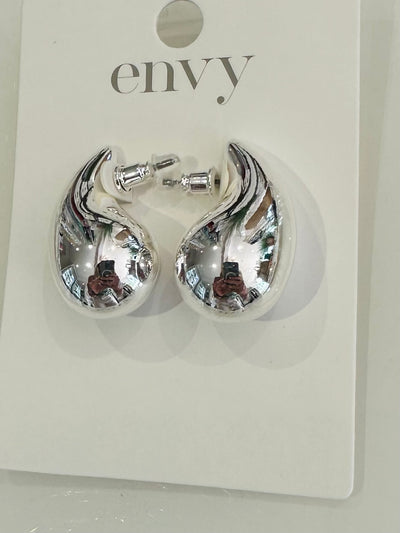 Silver Large Bubble Teardrop Earrings