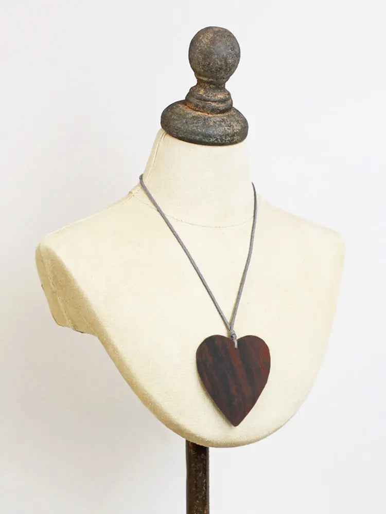 Big Heart Wooden Necklace