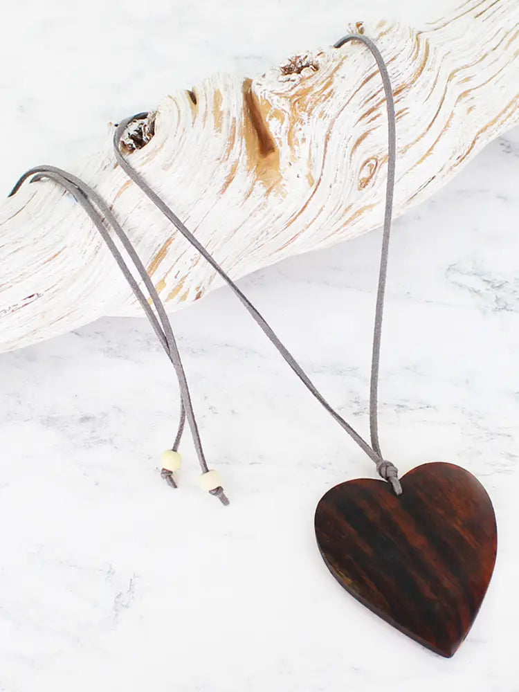 Big Heart Wooden Necklace