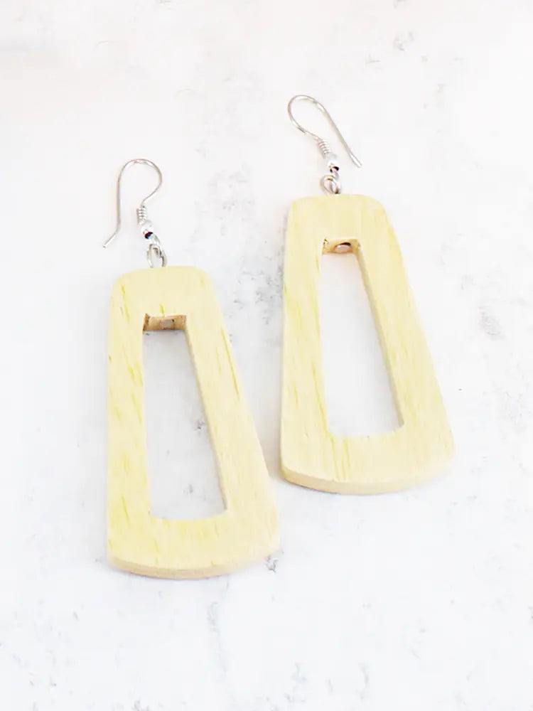 Warm Cream Wooden Earrings