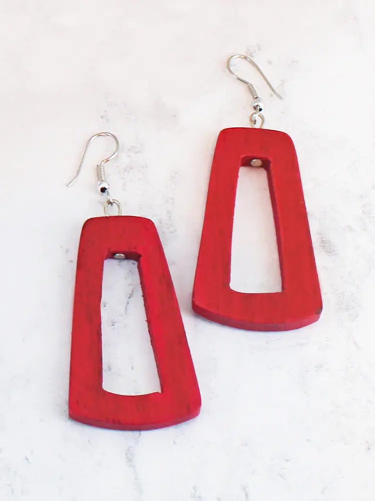 Red Wooden Earrings