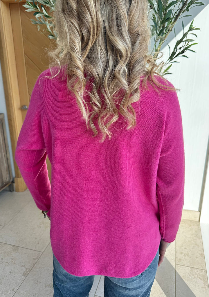 Fuchsia Seam Detail Knit