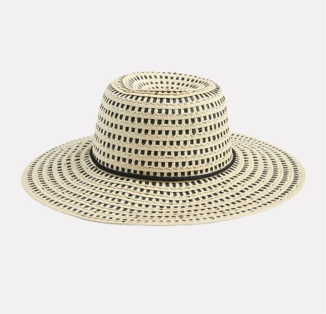PIECES Black & Natural Laila Hat