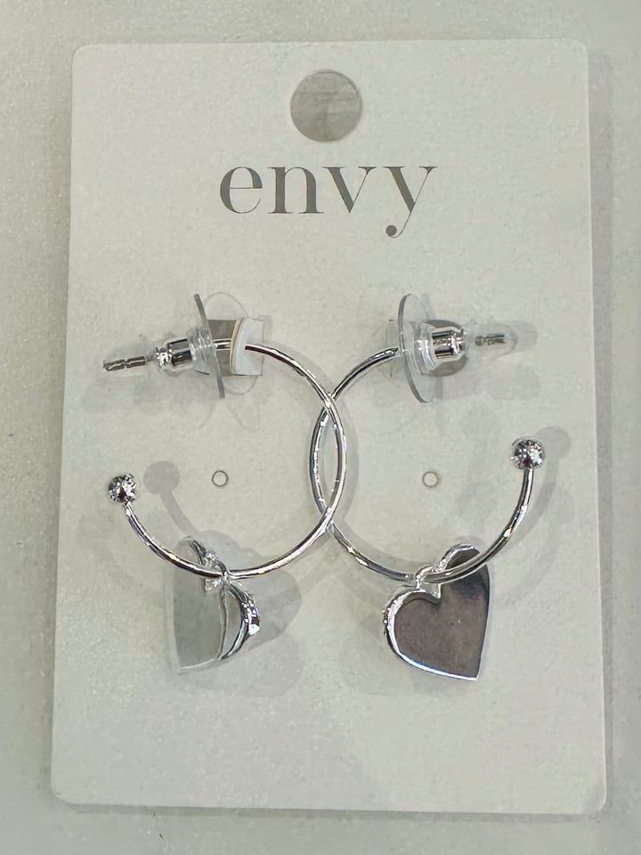 Silver Woven Heart Hoop Earrings