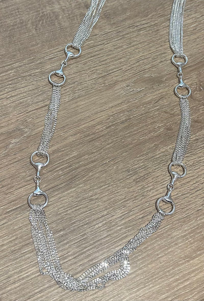 Silver Multi Chain & Connector Link Necklace