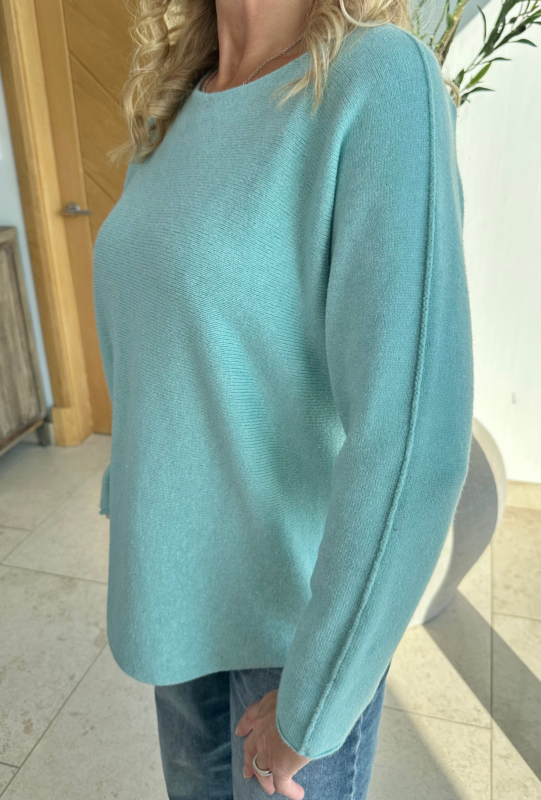 Duck Egg Seam Detail Knit